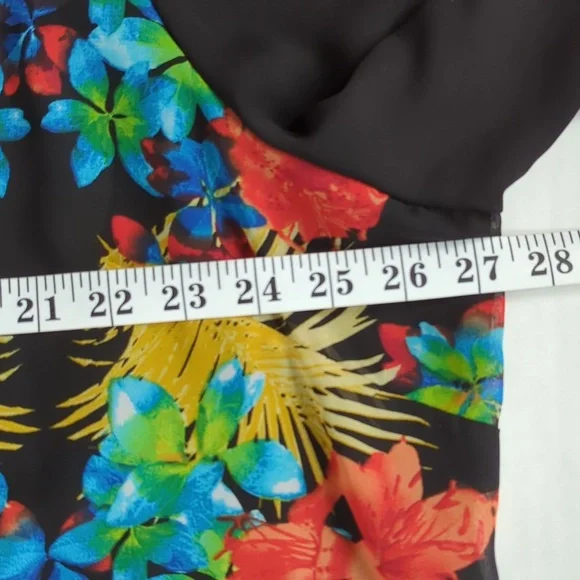 Roz & Ali Floral Sheer Button Down Tropical Blouse Woman 2X Black Blue - Picture 14 of 16